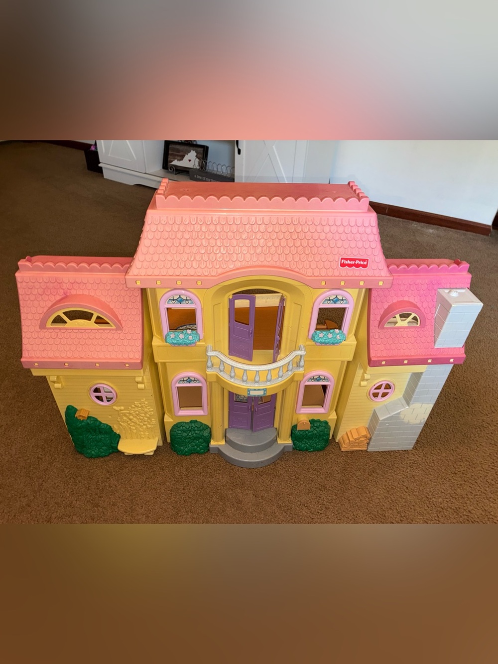 Vintage, Fisher-Price Yellow, Pink & Purple Playhouse Dollhouse